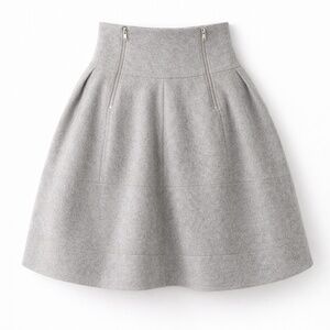 Rare Y2k H&M Grey Wool High-Waisted Zip Skirt | Structured A-Line